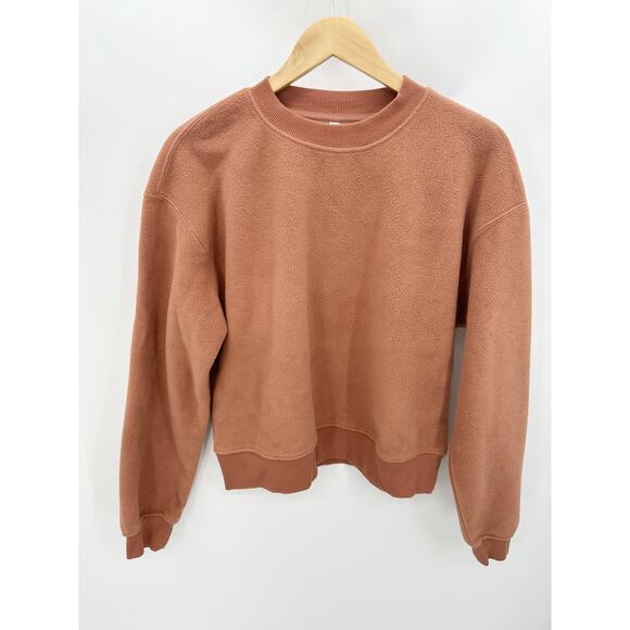 Fabletics Sweatshirt Women MEDIUM Orange Toffee Rayne Polar Fleece Crewneck - Picture 9 of 9